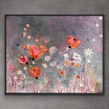 "Blumenwiese", 100 x 80 cm, Mixed-Media-Art auf Leinwand, gerahmt, Preis: 1.400,- - Werke