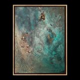 "Blue Ocean", 80 x 60 cm, Mixed-Media-Art auf Leinwand, gerahmt,  Preis: 990,- - Werke