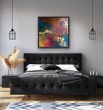 "Gedanken im Fluss",  Mixed-Media-Art auf Leinwand, 80 x 80 cm, gerahmt,  Preis: 1.100,- - Werke